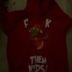 Red funny Hoodie with Graphic Print